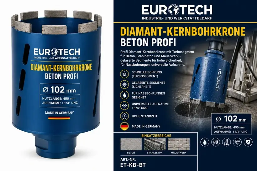 EUROTECH Diamant-Kernbohrkrone Beton Profi