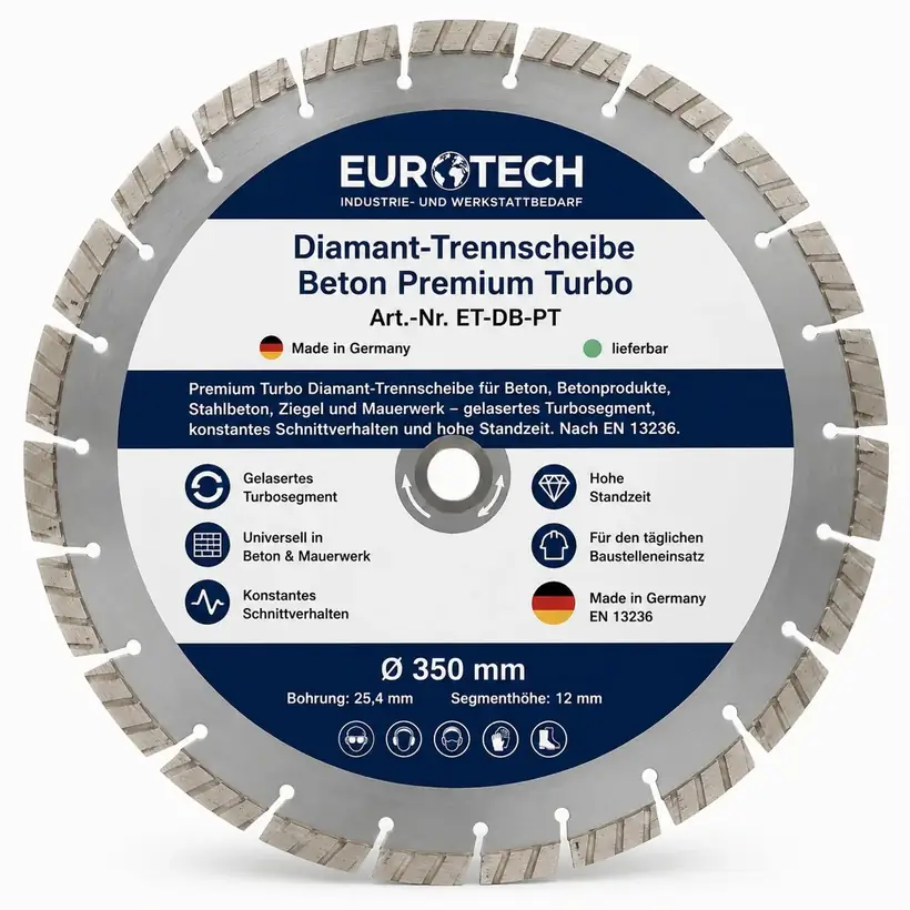 EUROTECH Diamant-Trennscheibe Beton Premium Turbo