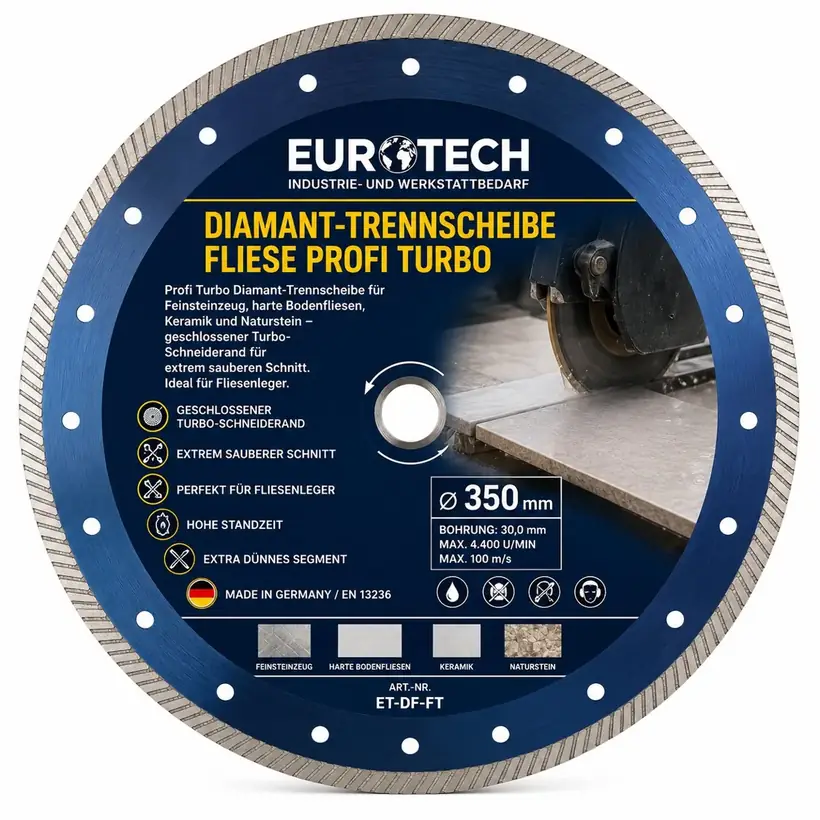 EUROTECH Diamant-Trennscheibe Fliese Profi Turbo